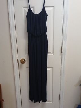 KALEIGH SPAGHETTI STRAPPED JUMPSUIT/LOUNGER WITH POCKETS, NAVY BLUE6